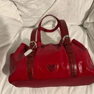 Brighton Red Satchel with Heart Detail